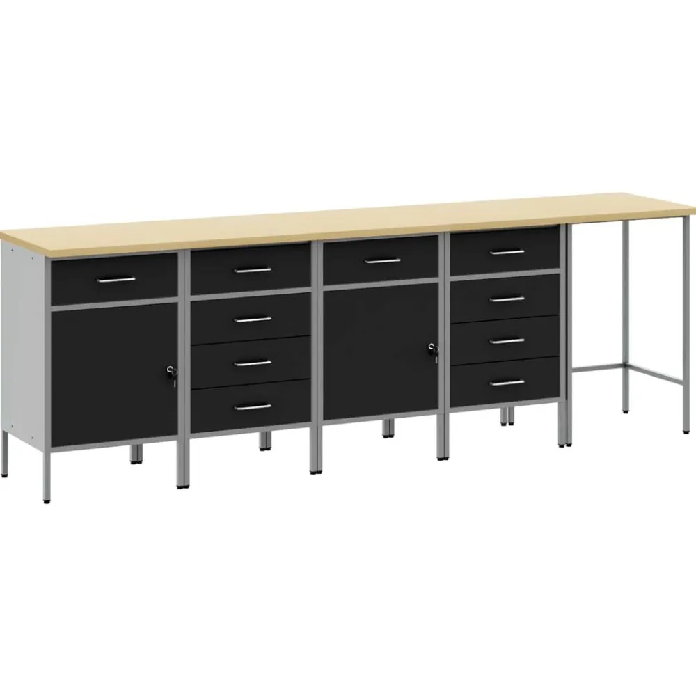 vidaXL Ensemble de placards de travail avec tiroir 5 pcs et gris