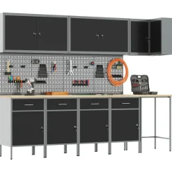 Accessoires De Quincaillerie-vidaXL Ensemble de placards de travail avec tiroir 12 pcs et gris Noir