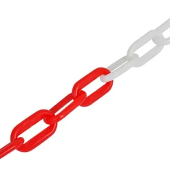 vidaXL Ensemble de poteaux de balisage à chaîne 10 m Plastique
