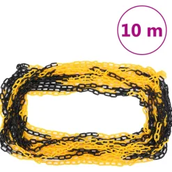 Signalétique-vidaXL Ensemble de poteaux à chaîne avec chaîne en plastique 10 m Jaune