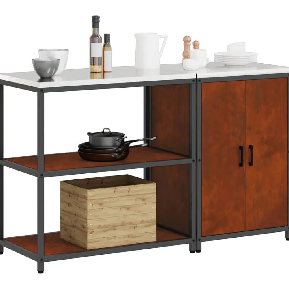 vidaXL Ensemble de rangement cuisine 2 pcs Rouillé
