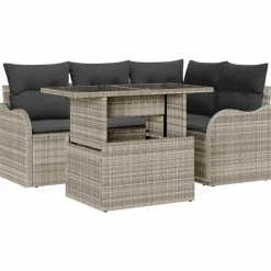 Mobilier De Jardin-vidaXL Ensemble de repas extérieur 5 pcs Poly rotin Gris clair