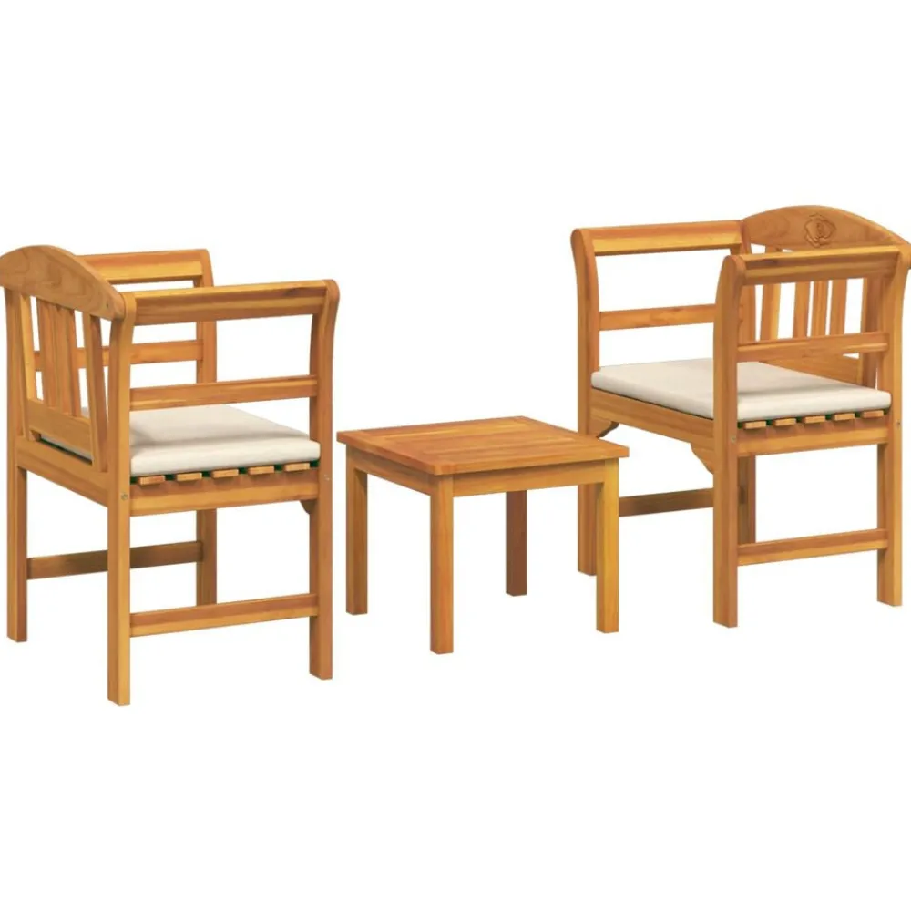 vidaXL Ensemble de salon Rose de jardin 3 pcs Bois d'Acacia Massif