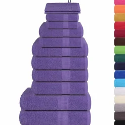 Linge-vidaXL Ensemble de serviettes FROGN 12 pcs 360 g/m² Violet