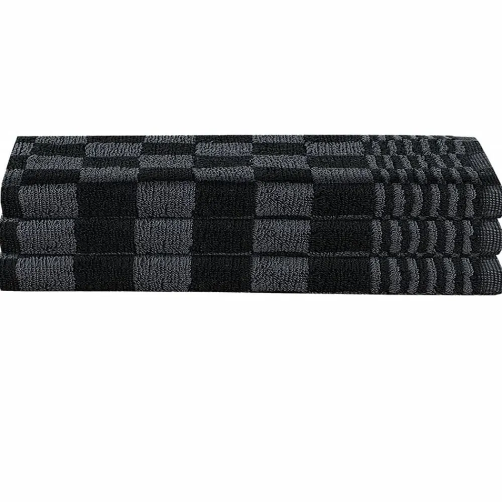 Linge-vidaXL Ensemble de serviettes et gants de four porte-pots 15 pcs Noir