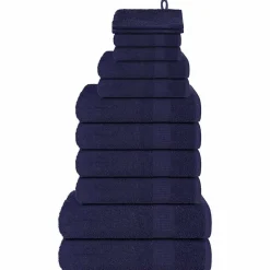 Linge-vidaXL Ensemble de serviettes FROGN 12 pcs 360 g/m² Bleu marine