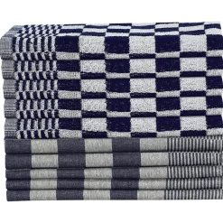 Linge-vidaXL Ensemble de serviettes 10 pcs coton Bleu et blanc