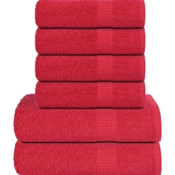 Linge-vidaXL Ensemble de serviettes FROGN 6 pcs 360 g/m² Rouge