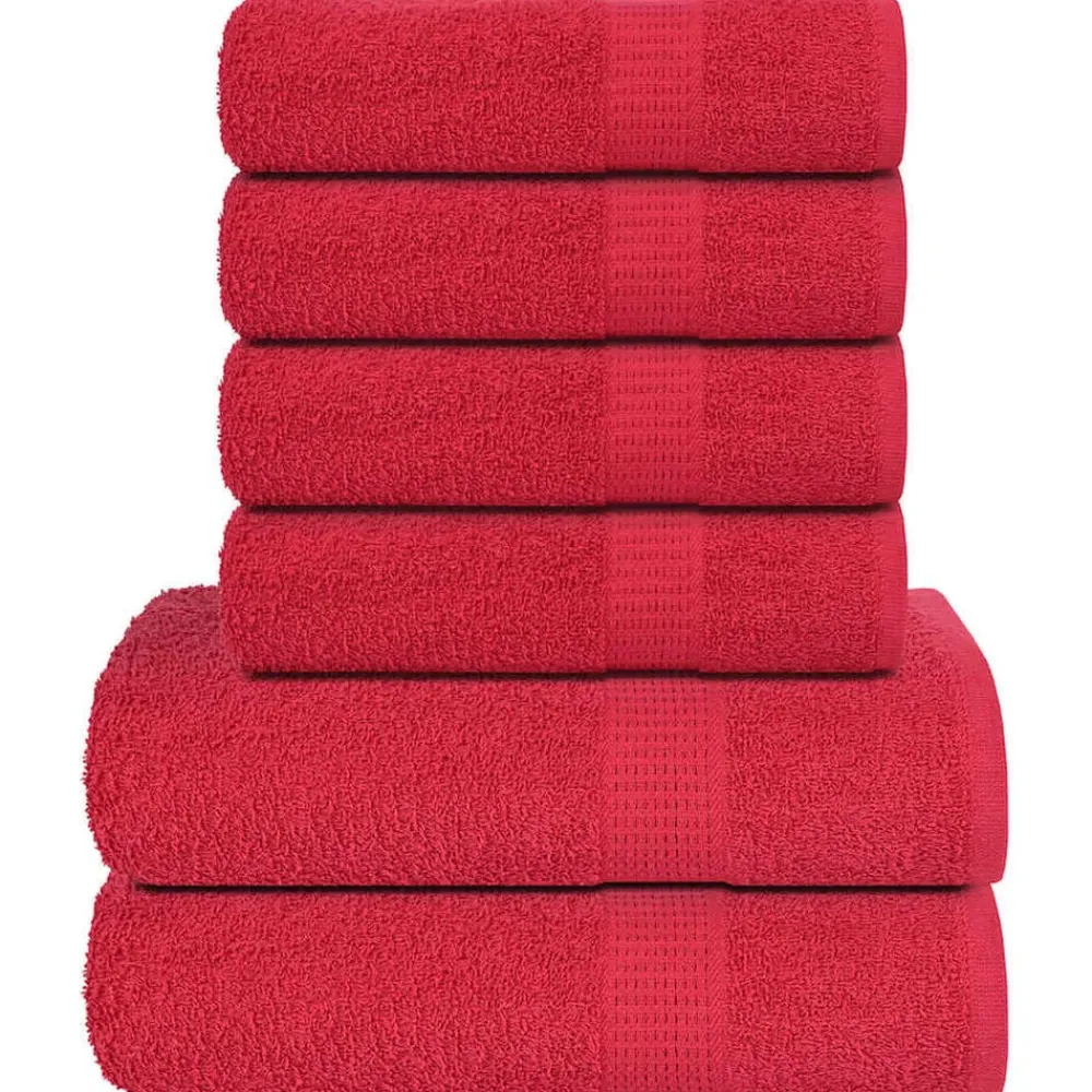 Linge-vidaXL Ensemble de serviettes FROGN 6 pcs 360 g/m² Rouge