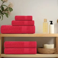 Linge-vidaXL Ensemble de serviettes FROGN 6 pcs 360 g/m² Rouge