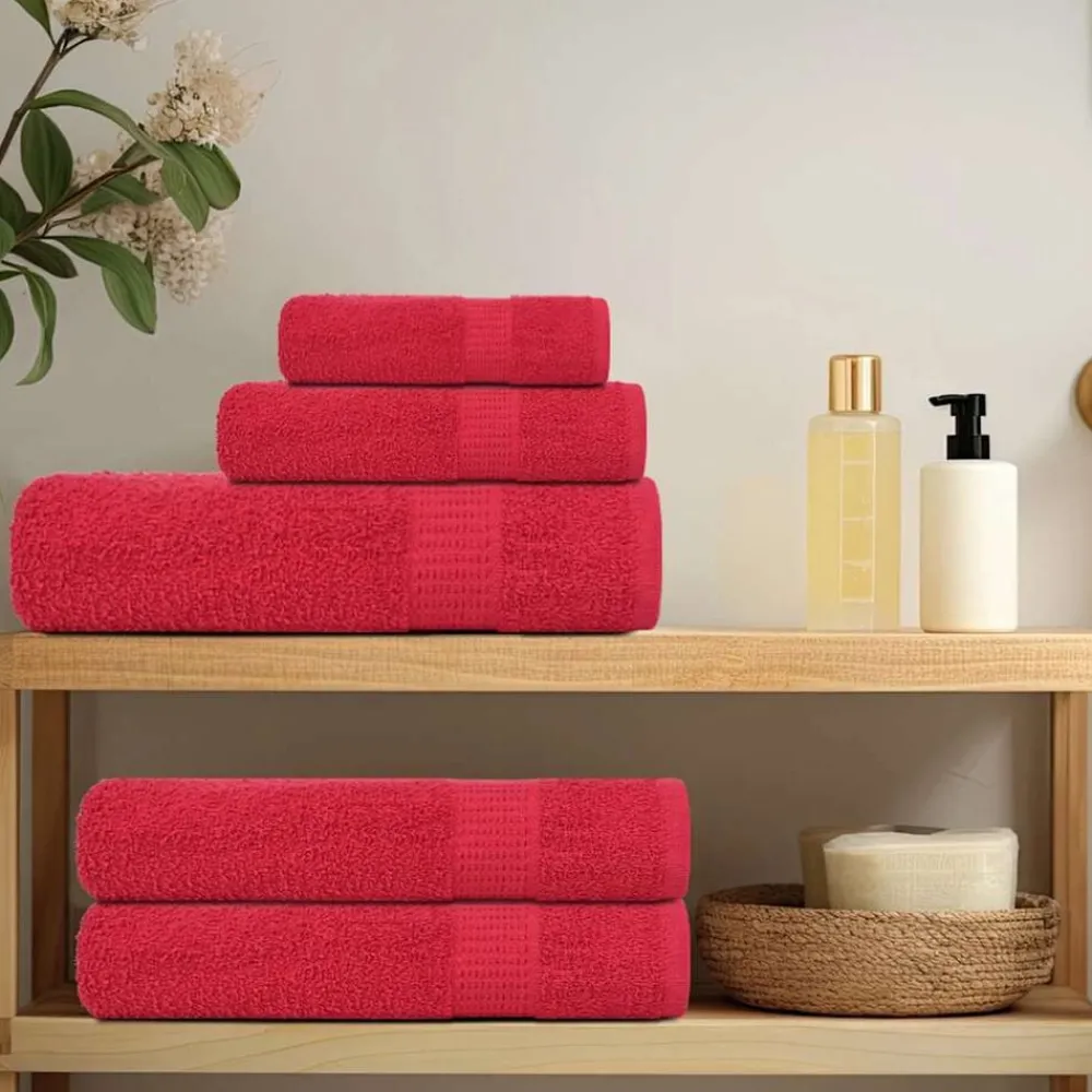 Linge-vidaXL Ensemble de serviettes FROGN 6 pcs 360 g/m² Rouge