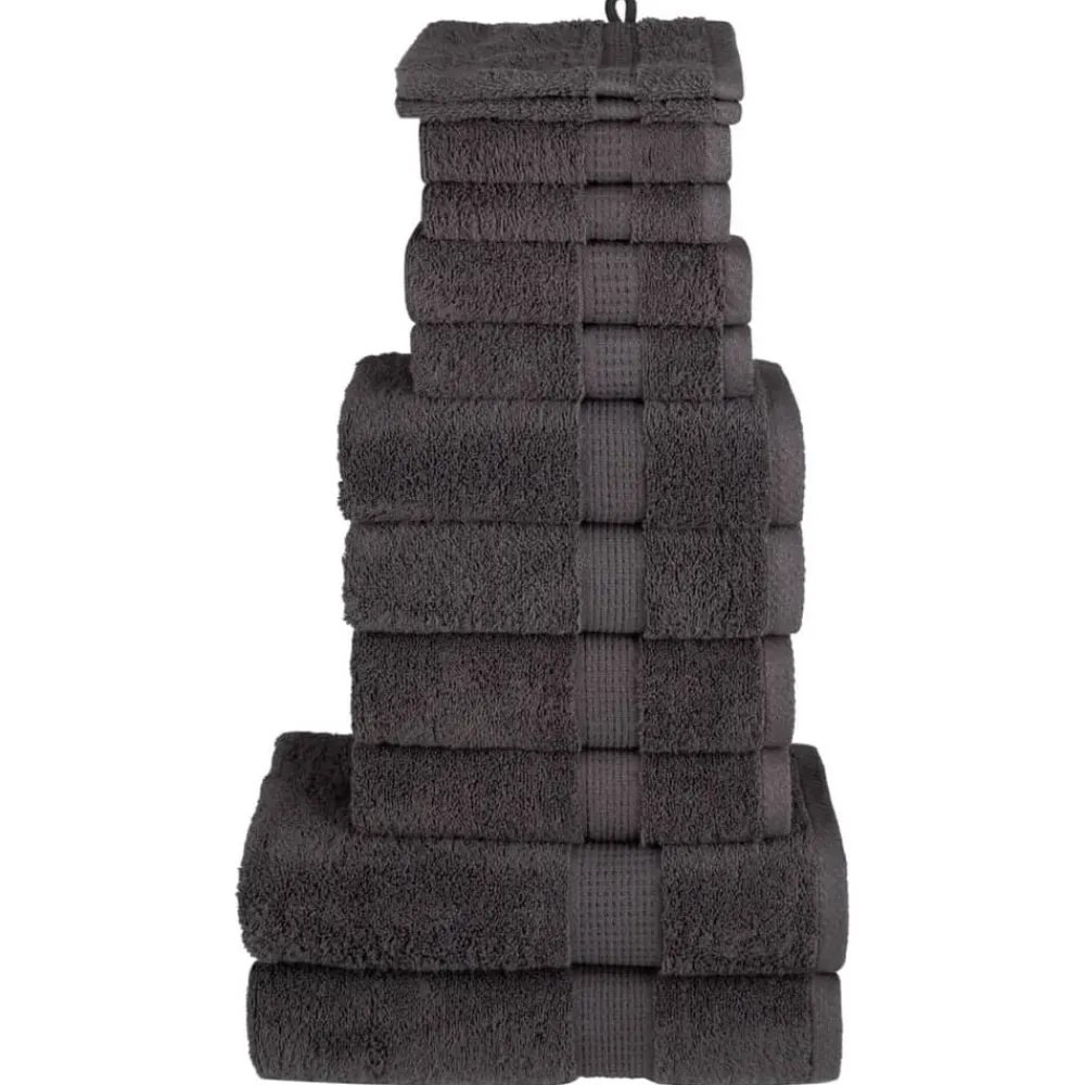 Linge-vidaXL Ensemble de serviettes de qualité supérieure SOLUND 12 pcs Anthracite