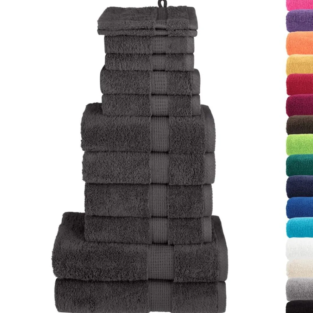 Linge-vidaXL Ensemble de serviettes de qualité supérieure SOLUND 12 pcs Anthracite