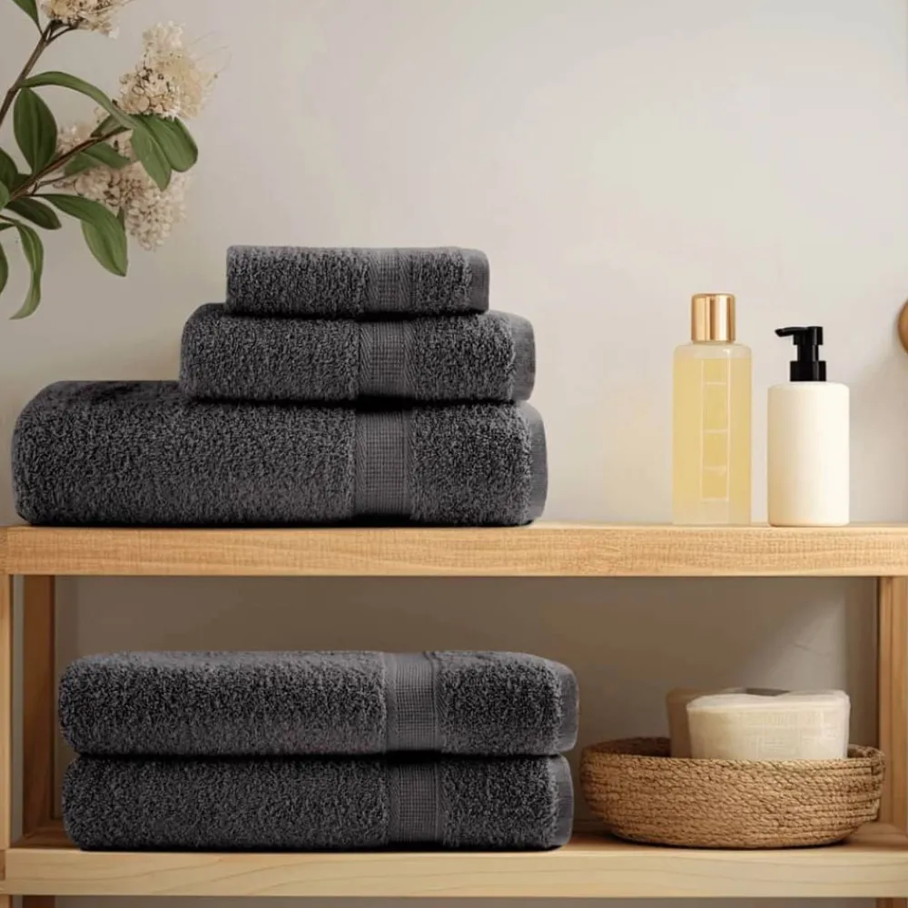 Linge-vidaXL Ensemble de serviettes de qualité supérieure SOLUND 12 pcs Anthracite