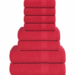 Linge-vidaXL Ensemble de serviettes FROGN 8 pcs 360 g/m² Rouge