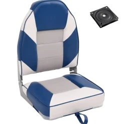 Véhicules-vidaXL Ensemble de sièges de bateau pliables lot de 2 dossier haut Blanc et bleu