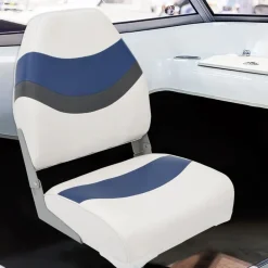 Véhicules-vidaXL Ensemble de sièges de bateau pliables lot de 2 dossier haut Blanc et bleu