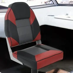 Véhicules-vidaXL Ensemble de sièges de bateau pliables lot de 2 dossier haut Rouge et noir