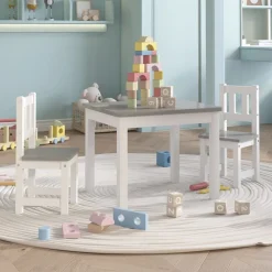 Mobilier Pour Bébés & Tout-Petits-vidaXL Ensemble de table et chaises enfants 3 pcs MDF Blanc et gris