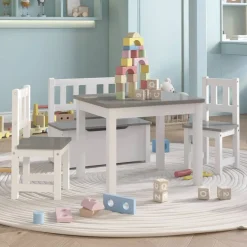 Mobilier Pour Bébés & Tout-Petits-vidaXL Ensemble de table et chaises enfants 4 pcs MDF Blanc et gris
