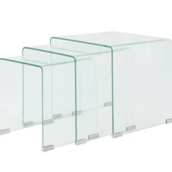 vidaXL Ensemble de tables gigognes 3 Pièces Verre trempé