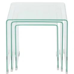 vidaXL Ensemble de tables gigognes 3 Pièces Verre trempé