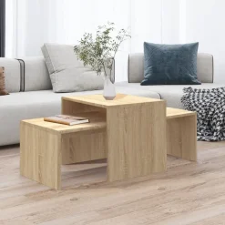 Tables-vidaXL Ensemble de tables basses Chêne sonoma bois d’ingénierie Ch&ecirc;ne sonoma