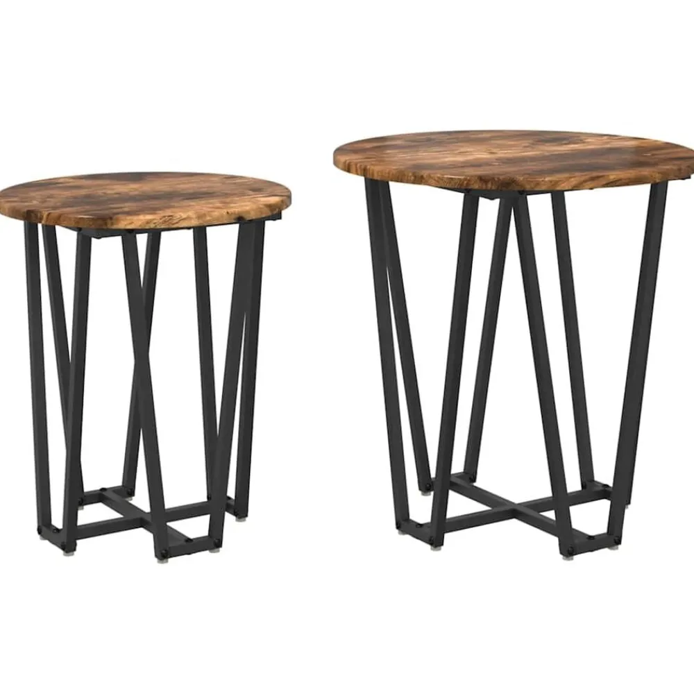 vidaXL Ensemble de tables d'appoint 2 pcs Chêne fumé et noir
