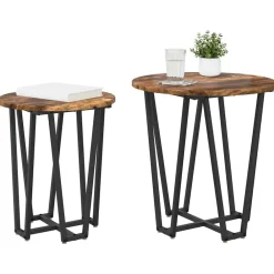 vidaXL Ensemble de tables d'appoint 2 pcs Chêne fumé et noir