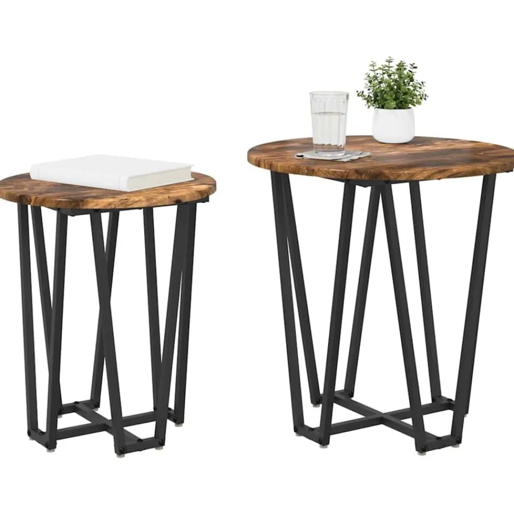 vidaXL Ensemble de tables d'appoint 2 pcs Chêne fumé et noir