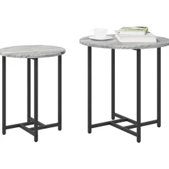 vidaXL Ensemble de tables d'appoint 2 pcs Gris Sonoma et noir
