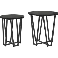 vidaXL Ensemble de tables d'appoint 2 pcs Chêne noir