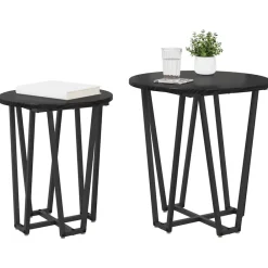 vidaXL Ensemble de tables d'appoint 2 pcs Chêne noir