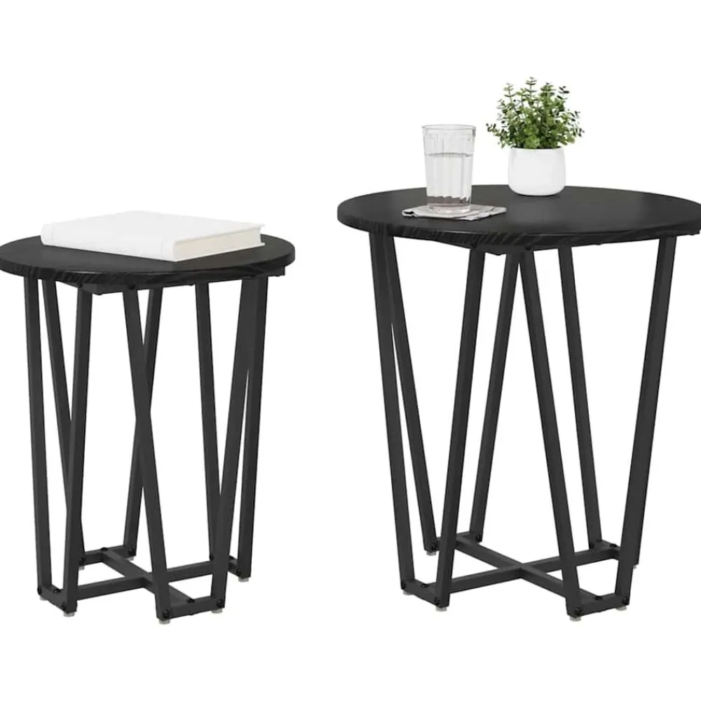 vidaXL Ensemble de tables d'appoint 2 pcs Chêne noir