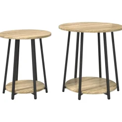 Tables-vidaXL Ensemble de tables d'appoint 2 pcs Chêne Sonoma et noir Chêne sonoma