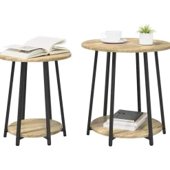 Tables-vidaXL Ensemble de tables d'appoint 2 pcs Chêne Sonoma et noir Ch&ecirc;ne sonoma