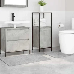 Accessoires De Salle De Bain-vidaXL Ensemble de tapis de bain antidérapants 2 pcs PP Gris