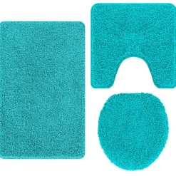 Accessoires De Salle De Bain-vidaXL Ensemble de tapis de bain antidérapants 3 pcs PP Turquoise