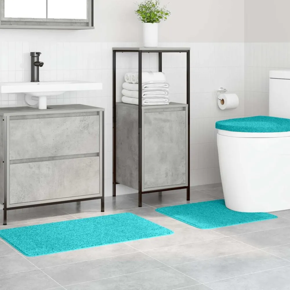 Accessoires De Salle De Bain-vidaXL Ensemble de tapis de bain antidérapants 3 pcs PP Turquoise