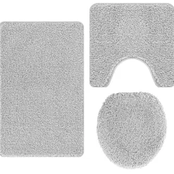 Accessoires De Salle De Bain-vidaXL Ensemble de tapis de bain antidérapants 3 pcs PP Gris
