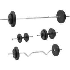 vidaXL Ensemble d'haltères et de barres avec plaques 60 kg