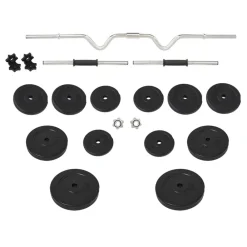 vidaXL Ensemble d'haltères et de barre ondulée avec plaques 60 kg