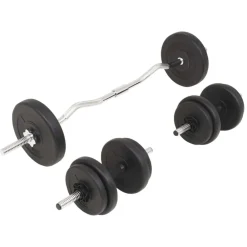 vidaXL Ensemble d'haltères et barres d'haltères 30 kg