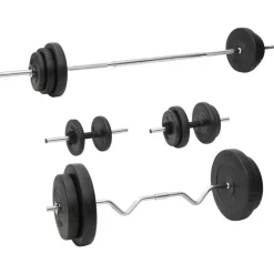 vidaXL Ensemble d'haltères et de barres avec plaques 90 kg
