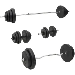 vidaXL Ensemble d'haltères et de barres avec plaques 120 kg
