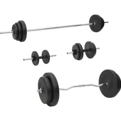 Entraînement & Fitness-vidaXL Ensemble d'haltères et de barres avec plaques 90 kg