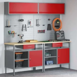 vidaXL Ensemble d'établi 8 pcs et Gris Acier enduit de poudre