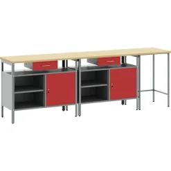 Accessoires De Quincaillerie-vidaXL Ensemble d'établi 3 pcs Noir et gris Acier enduit de poudre Rouge