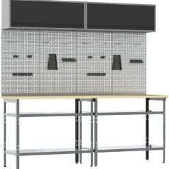 Accessoires De Quincaillerie-vidaXL Ensemble d'établi 8 pcs et gris Acier enduit de poudre Noir