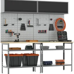 Accessoires De Quincaillerie-vidaXL Ensemble d'établi 8 pcs et gris Acier enduit de poudre Noir